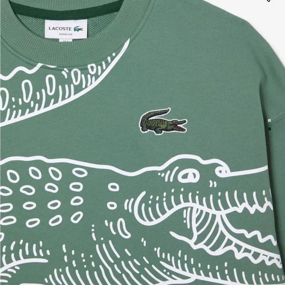 NWOT Lacoste Men’s Round Neck Loose Fit Croc Print Jogger Sweatshirt Size M - Picture 5 of 13